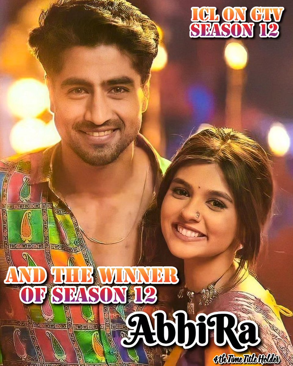 We're thrilled to declare that '#AbhiRa' has emerged as the WINNERS of ICL SEASON 12! This marks their fourth time clinching the league title. Congratulations to the Winner and their Fans 🫶❤️ @GossipsTv #ICLOnGtv #YRKKH #HarshadChopda #PranaliRathod