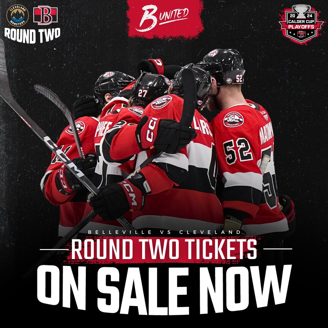 BellevilleSens's tweet photo. 🚨 ROUND TWO IS ON SALE NOW 🚨

Secure your tickets now for game 1 this Wednesday and game 2 this Friday at CAA Arena! Email tickets@bellevillesens.com for group outings or premium seating options!

🎟 https://t.co/EeNgOkbcN6 https://t.co/vlMSxtIJ4P