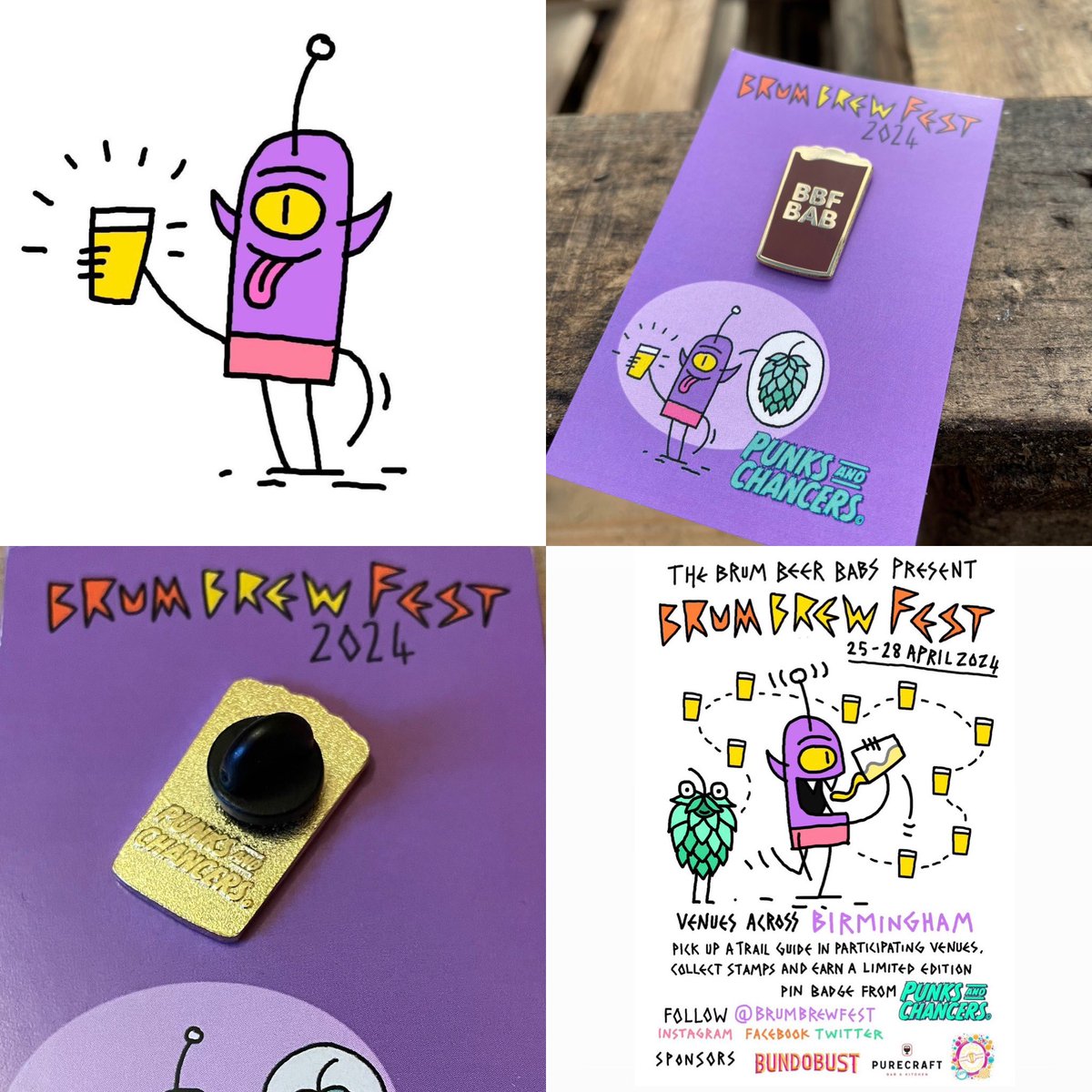 Another 2 folks without whom the fest wouldn’t happen - <a href="/brothersmcleod/">Brothers McLeod</a> <a href="/Punks_chancers/">Punksandchancers</a> 
Fabulous designs (so much love for Hoppy) &amp; coveted badges! Cheers bab!!