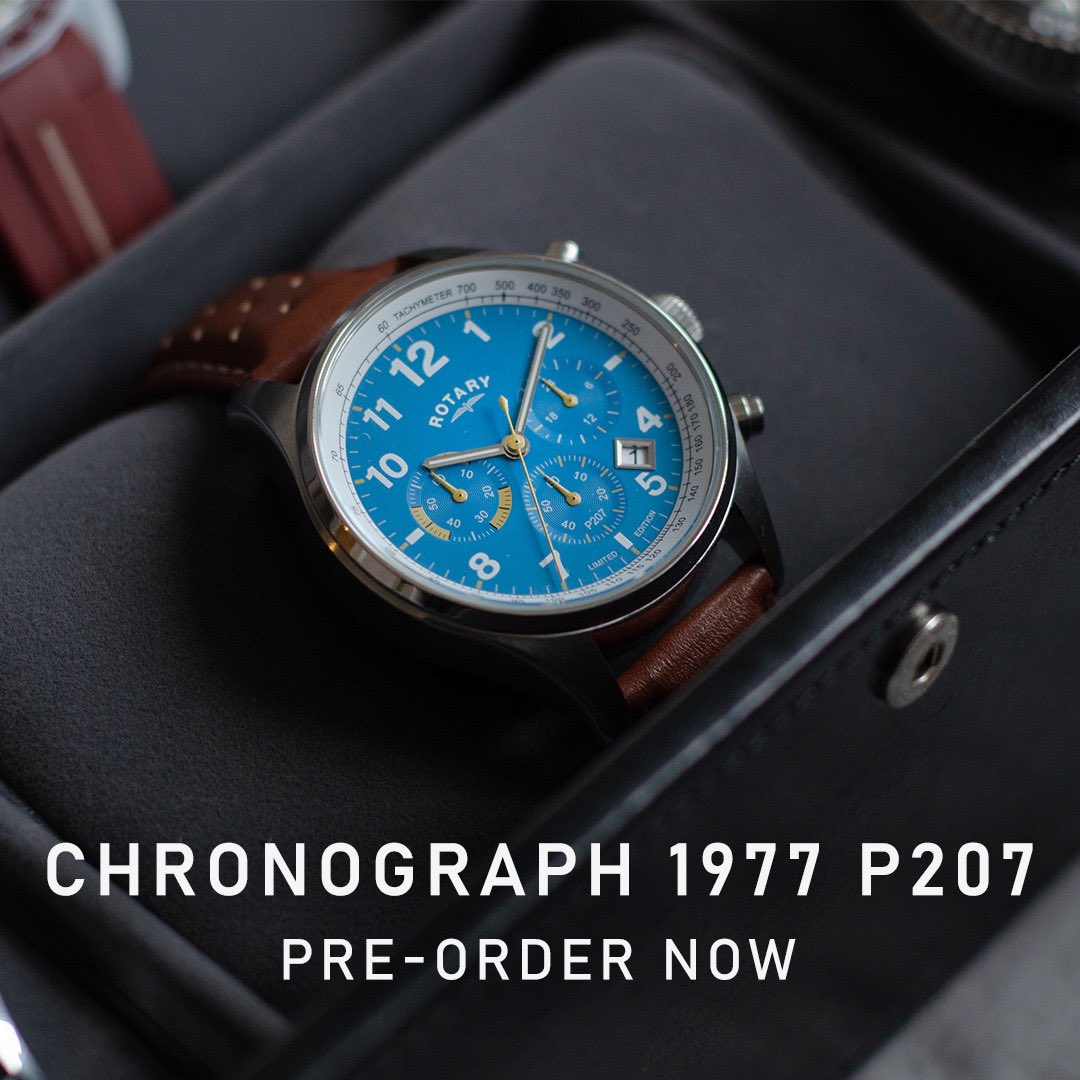 Ready for the second release? Pre-order our exclusive Chronograph 1977 P207 today! This limited edition timepiece is a tribute to 70s racing heritage. 🏎️ act fast to secure yours! rotarywatches.com/products/rotar… #P207 #Rotary #RotaryWatch