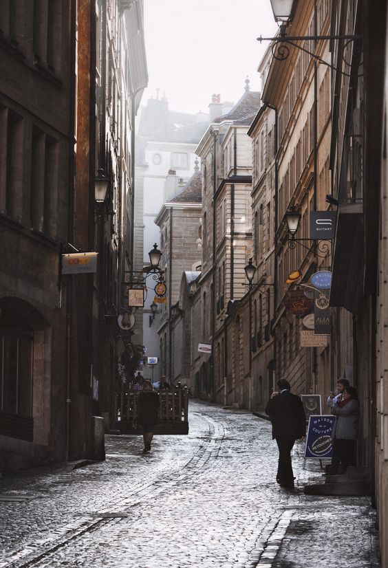 The Grand' Rue, the main street of the Old Town, in Geneva.