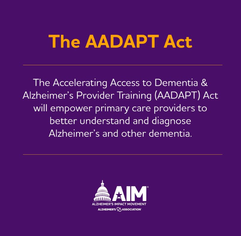 In our new era of treatment, the #AADAPTAct will help equip primary care providers to properly diagnose & care for those with Alz & dementia. @RepRobinKelly plz cosponsor this important bill! #ENDALZ