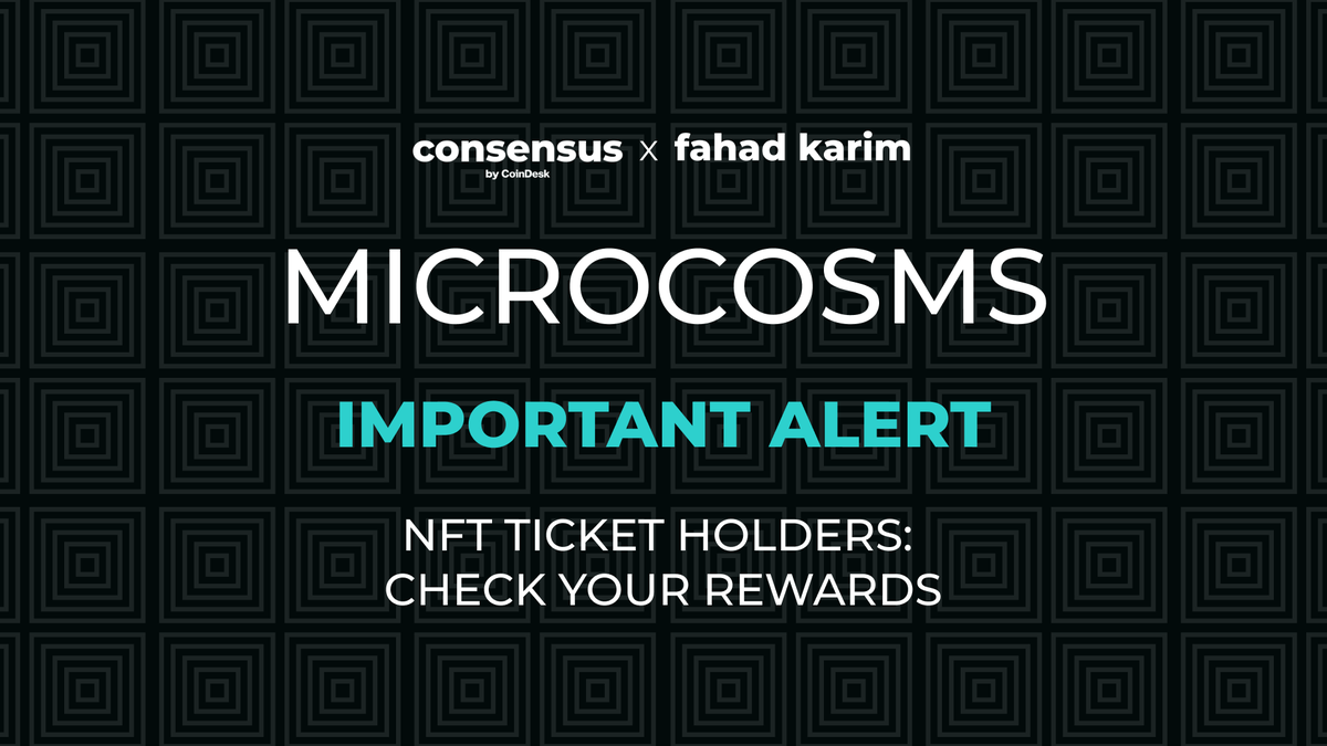 🚨 Calling all Microcosms holders 🚨 Don't forget to redeem your rewards via the @tokenproof portal 👉 consensus.tokenproof.xyz Expiration dates are dependent upon the reward so don't miss out!
