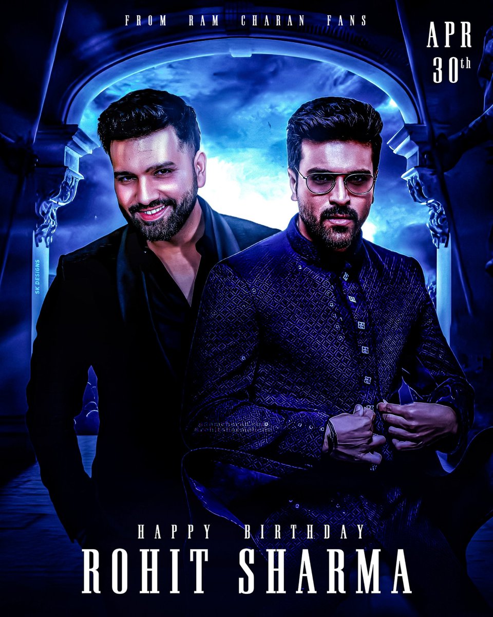 The MAN who can hit the sixes effortlessly & can win the matches single handedly with his attacking game. Here's wishing @ImRo45 a very happy birthday 🎈💐 Best wishes on behalf of all MAN OF MASSES @AlwaysRamCharan Fans ❤️ #HappyBirthdayRohit #GameChanger