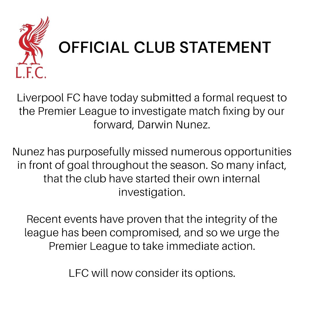 Official Club statement by Liverpool 👀