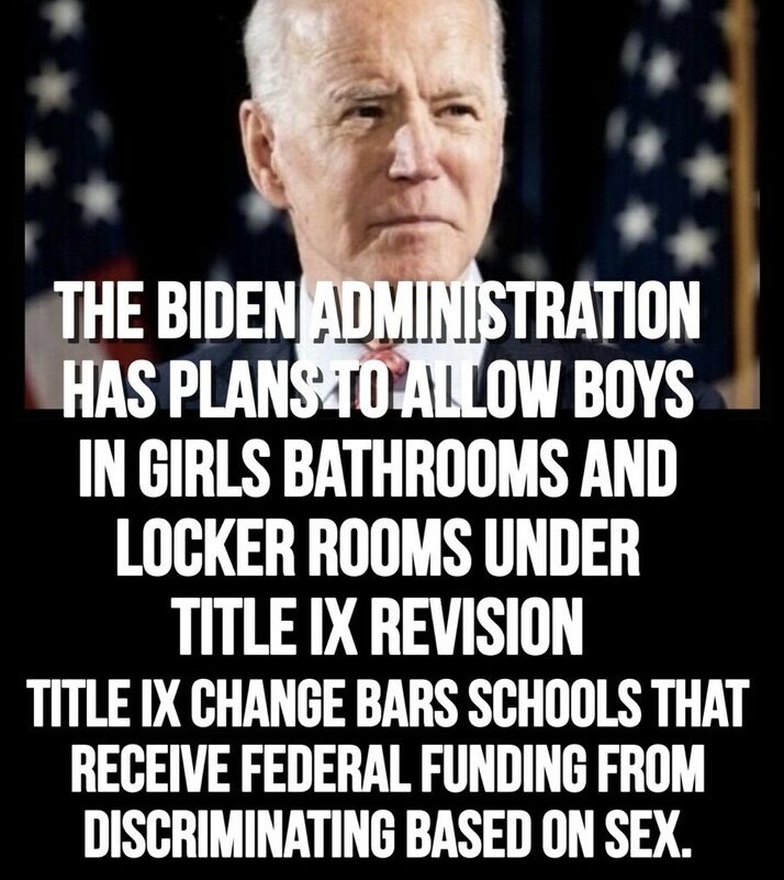 If you are a school & you oppose having boys in the girls bathroom & locker rooms, you will lose your federal funding from the government. They are strong arming schools to accept their perverse agenda. Who agrees that every state should sue the Federal Govt. over this? 🙋‍♂️