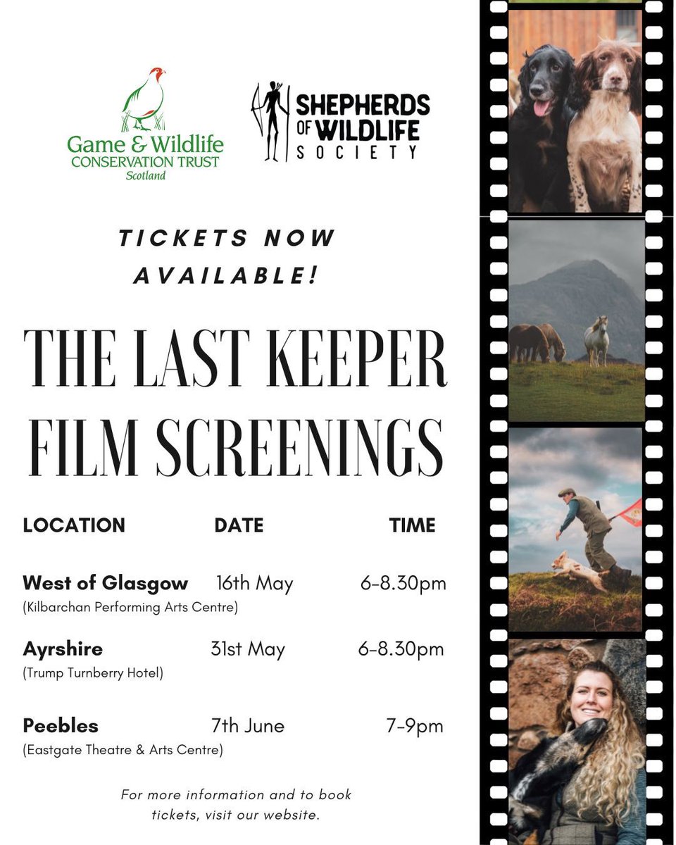 📣 MORE DATES ADDED FOR THE LAST KEEPER FILM! We are excited to announce more dates and venues for screenings of The Last Keeper film, which premiered in Edinburgh last night. For more information and to book tickets, visit: gwct.org.uk/scotland/the-l… Seats are limited!