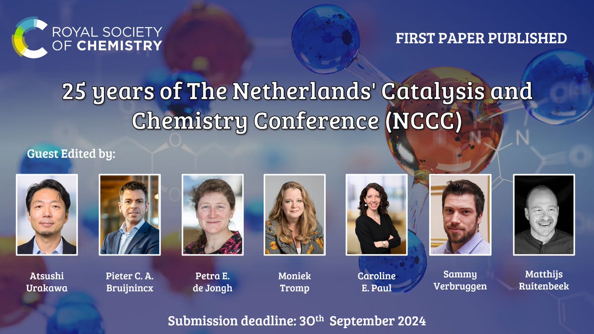 First paper published in the '25 years of The Netherlands’ Catalysis and Chemistry Conference (NCCC)' Themed Collection 🎉 Read the collection here: 🔗pubs.rsc.org/en/journals/ar… More information about the themed collection and how to get involved: 🔗blogs.rsc.org/gc/2024/01/18/…