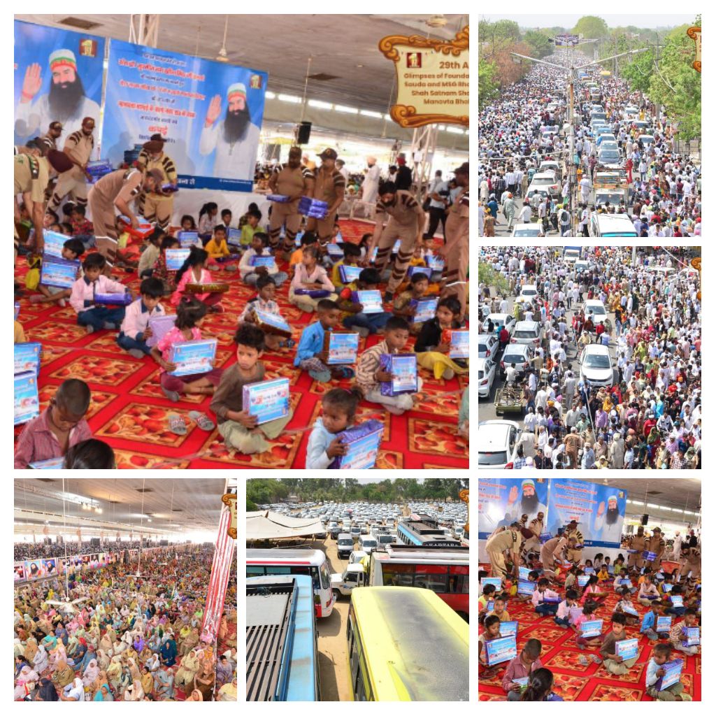 Today on #DSSFoundationDay disciples of Ram Rahim Ji got 19th Spiritual letter full of love and blessings .A new welfare work has been started by him.Disciples attended Spiritual discourse, listened to his song,76 poor children got clothes etc.