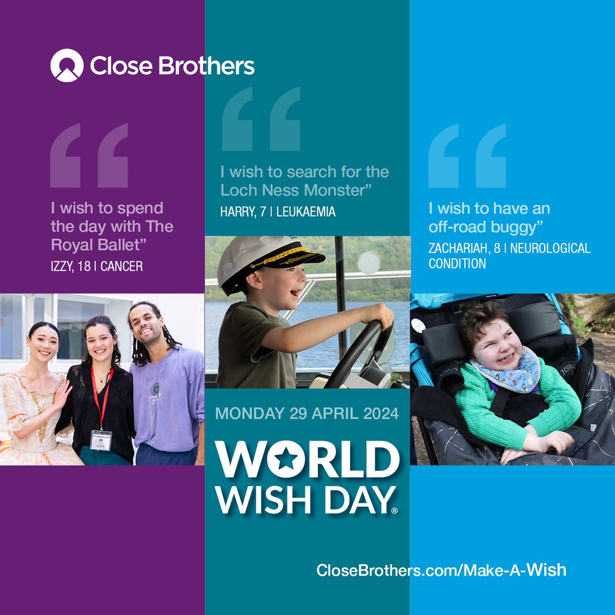 On #WorldWishDay we are proud to celebrate our partnership with @MakeAWishUK Since our partnership launched in 2019, our donations have helped grant 122 wishes for children with life threatening illnesses. Visit: closebrothers.com/our-responsibi… #CloseBrothers