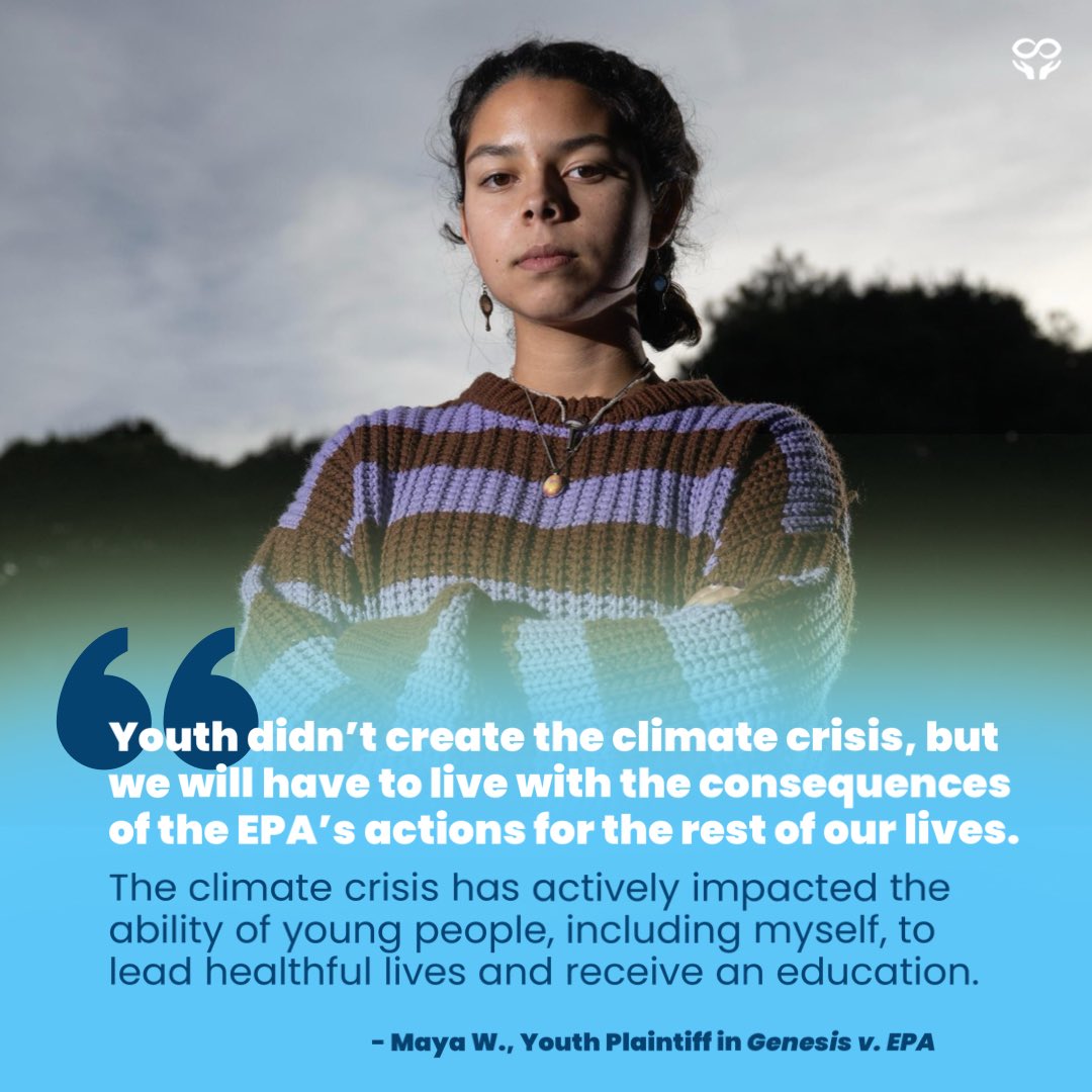The 18 young plaintiffs in Genesis v. EPA will be making their arguments as to why their case should go to trial, emphasizing how the EPA discriminates against children and violates their constitutional rights. Livestream on @youthvgov FB and IG after! #YouthvGov