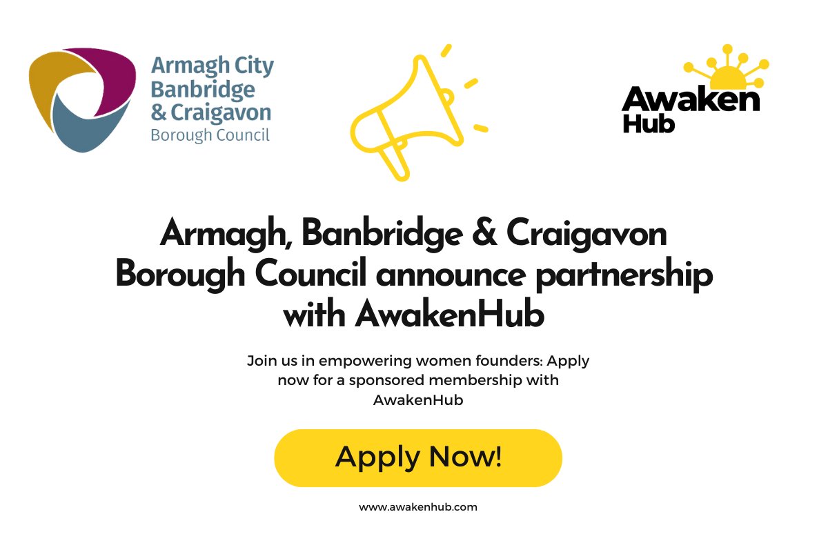 🌟 Calling all women founders in Armagh City, Banbridge, and Craigavon Borough Council 🌟
Exciting news! <a href="/abcb_council/">ABC Council</a> &amp; <a href="/AwakenHub/">AwakenHub</a> are offering up to 15 sponsored Memberships to our exclusive online Community #AwakenClub. Apply by 5pm on 3 May 2024. awakenhub.com/blog/abc-counc…