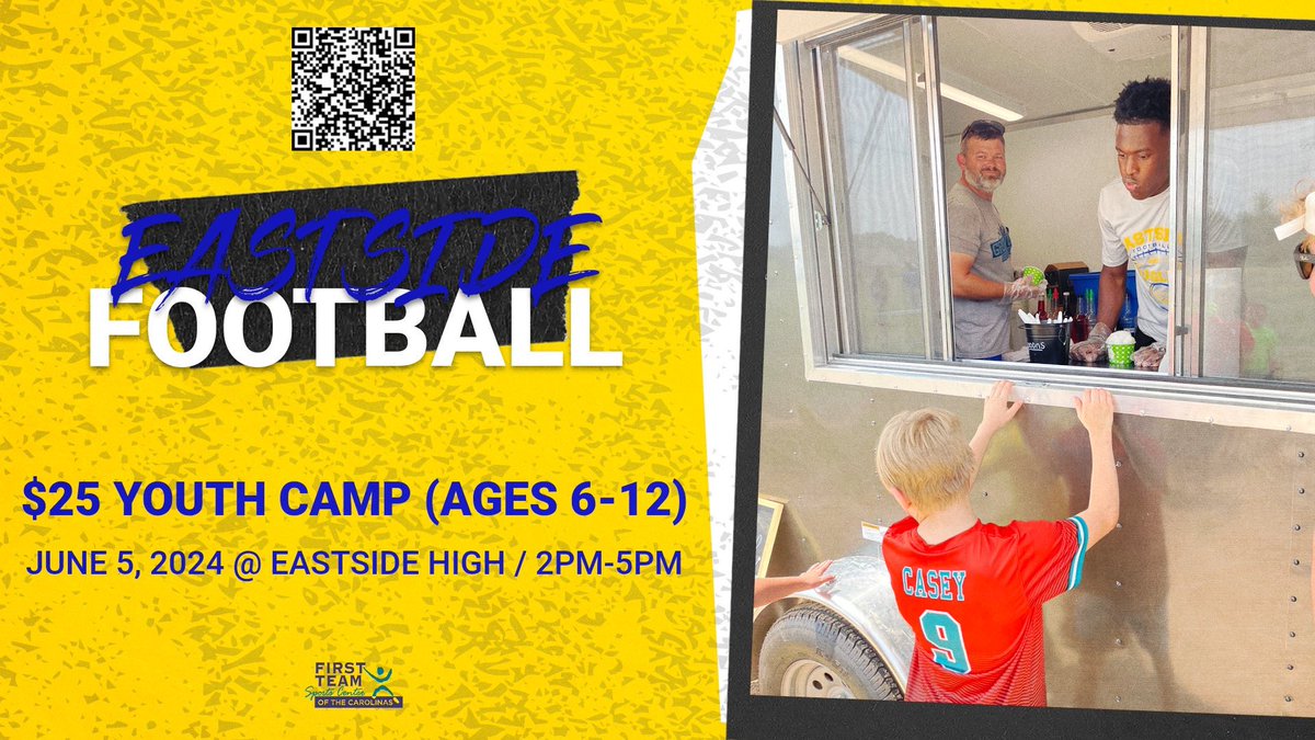 June 5th! We have our 1 day youth football camp! The Eastside football team and staff will be teaching the your football fundamentals, sportsmanship, and leadership! #DoWork Camp Tickets: gofan.co/event/1510375 Camp Waiver: docs.google.com/document/d/1Bp…