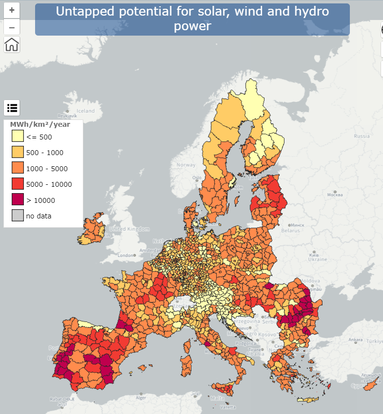 EUinmyRegion's tweet image. Charting 🇪🇺's green future: a data-driven analysis.

Unlocking renewable energy potential is crucial for EU's path to 2050; the untapped potential would mainly come from photovoltaic systems in 🇷🇴, 🇪🇸, 🇫🇷, 🇵🇹, 🇮🇹.

Explore more in details:
cohesiondata.ec.europa.eu/stories/s/ucma…

#CohesionReport