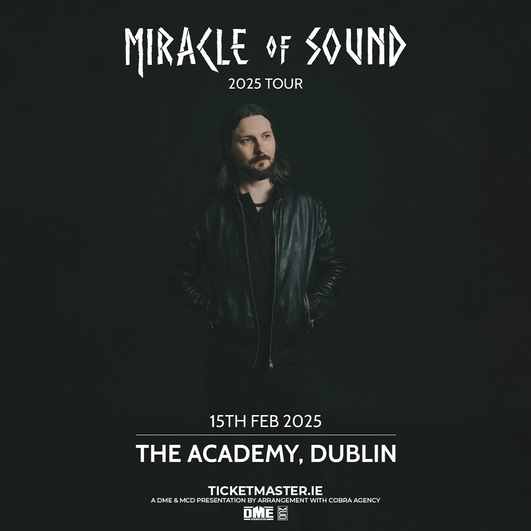𝙅𝙐𝙎𝙏 𝘼𝙉𝙉𝙊𝙐𝙉𝘾𝙀𝘿💥 @miracleofsound, the multi-genre music project of Gavin Dunne from Cork, Ireland, boasting over a billion cross-platform streams, is set to headline The Academy in Dublin on February 15th, 2025. Tickets go on sale this Thursday at 10 am.
