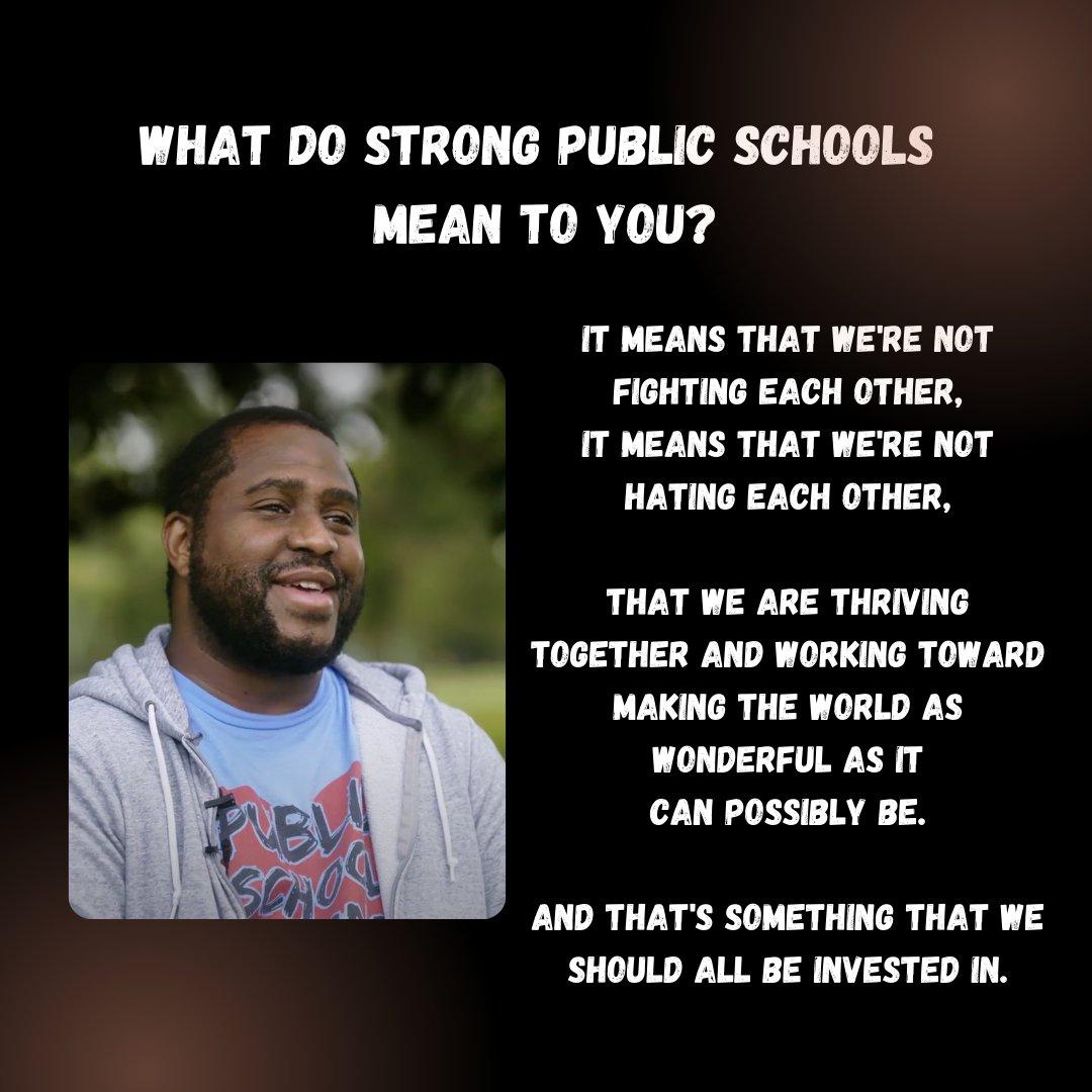 'Strong public schools means that we're not fighting each other, that we're not hating each other, that we are thriving together & working toward making the world as wonderful as it can possibly be.' Jerry Wilson, @CREED_NC Join us at bit.ly/psstraining on Tue, May 14th!