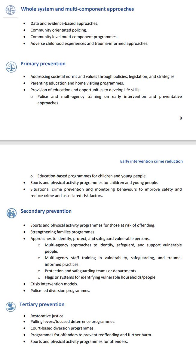 Guidance for a whole systems, public health approach to early intervention crime reduction Outline a public health approach: Whole systems & multi-component approaches Primary prevention Secondary prevention Tertiary prevention