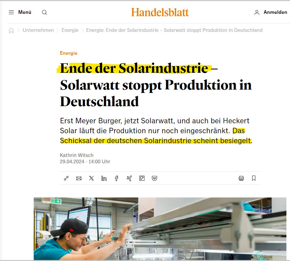 100% FDP Deindustrialisierung, während diese Liberallalla-Kasper sich auf dem #bpt24 Parteitag gegenseitig bei Fantasien über Kernfusion und eFuels einen von der Steuerkurve gewedelt haben.

handelsblatt.com/unternehmen/en…