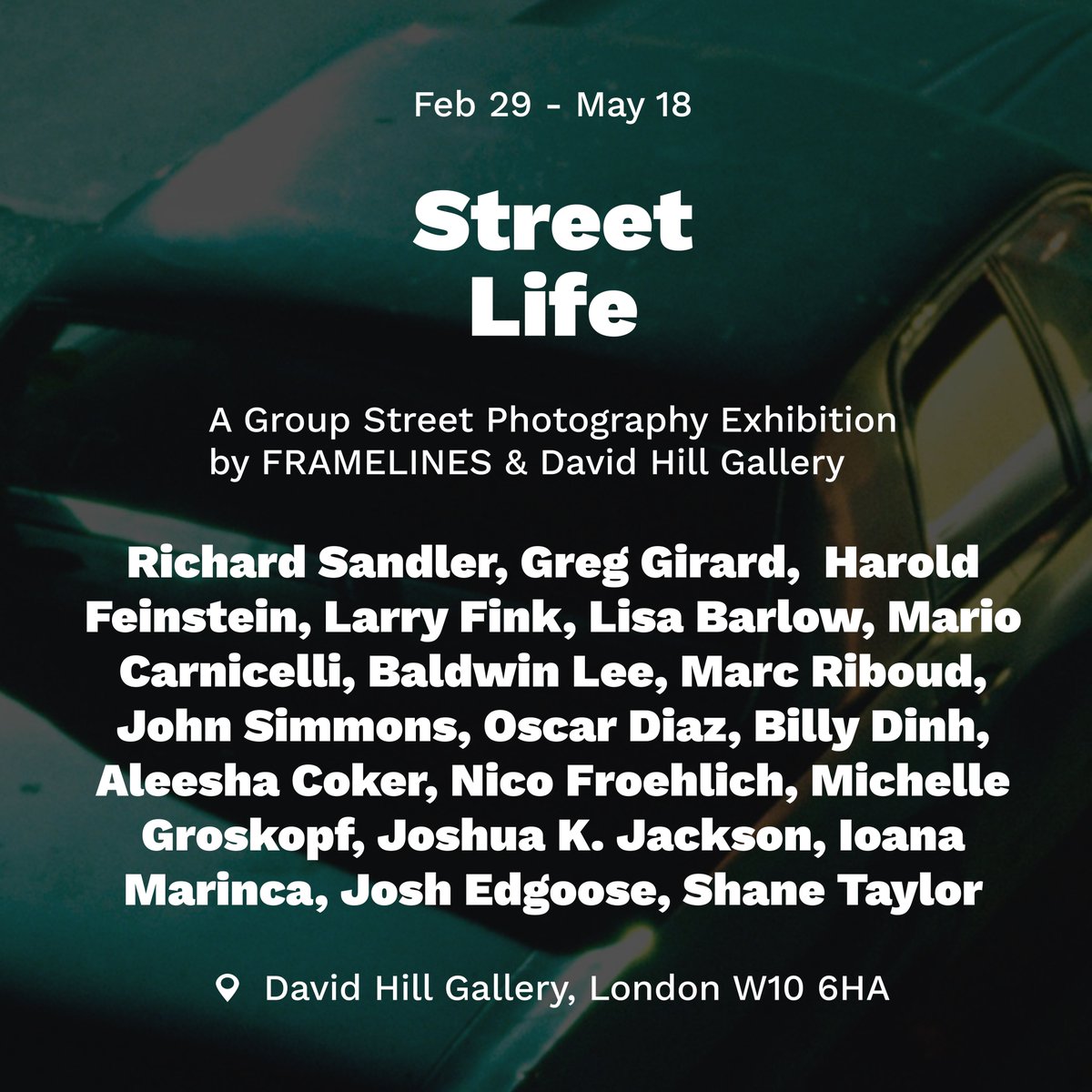 Excited to announce my work will be exhibited in two physical shows in May. David Hill Gallery, Street Life, London (ends May 18) ImageNation Paris, Street Sans Frontières, Paris (May 24-26) Come check it out if you're in the area! 📸