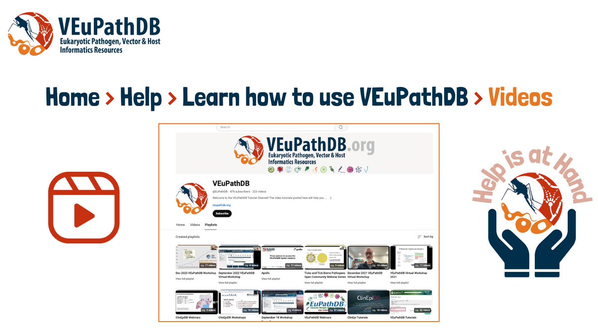 For all the visual learners! 🙂The Videos link under the 'Help' menu takes you to our YouTube home page with playlists containing dozens of helpful videos. If you're curious about a feature on our platforms, we probably have a video that demonstrates it! youtube.com/user/EuPathDB/…