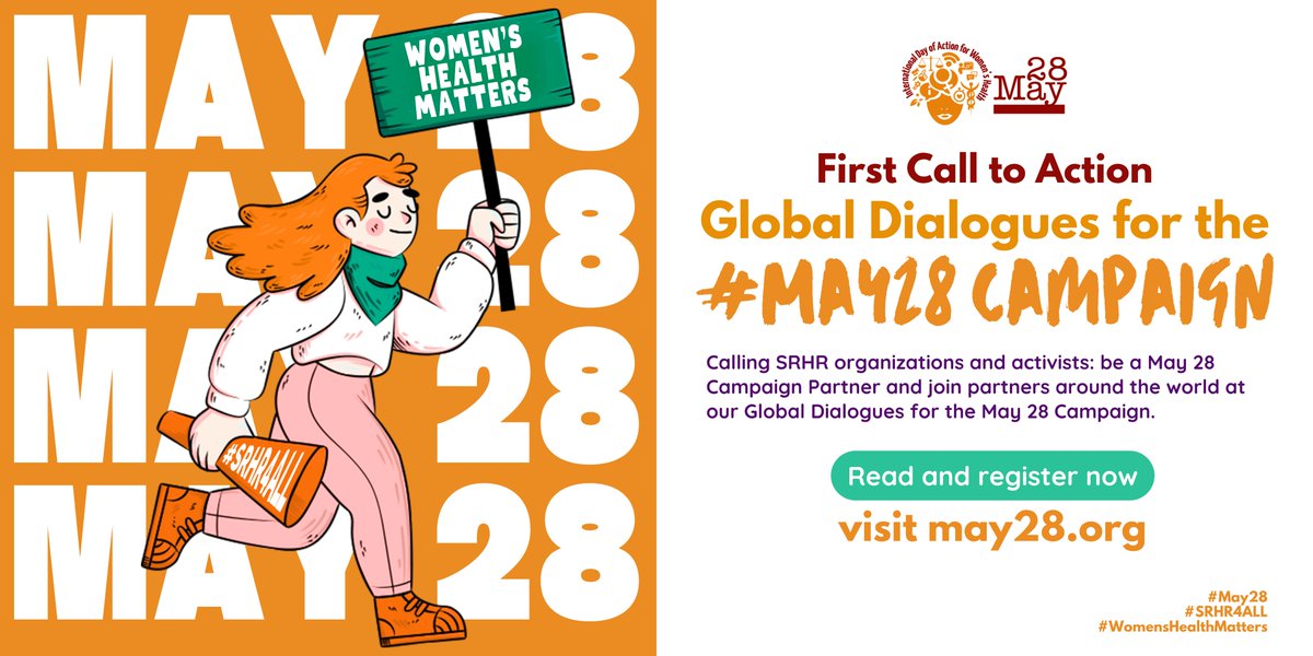 ⚡ First Call to Action: Global Dialogues for the #May28 Campaign! 📝Read and register now: may28.org/first-call-to-… Calling organizations and SRHR activists: be a May 28 Campaign Partner and join partners around the world at our Global Dialogues for the May 28 Campaign. 📣
