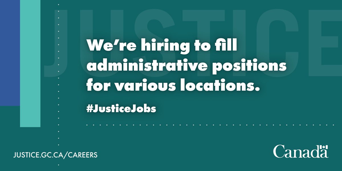 (1/2)📢 Are you interested in joining #CanadasLegalTeam? We are hiring to fill various administrative positions and looking for several bilingual candidates. Apply today or share the opportunity with your network: emploisfp-psjobs.cfp-psc.gc.ca/psrs-srfp/appl… #JusticeJobs #GCJobs