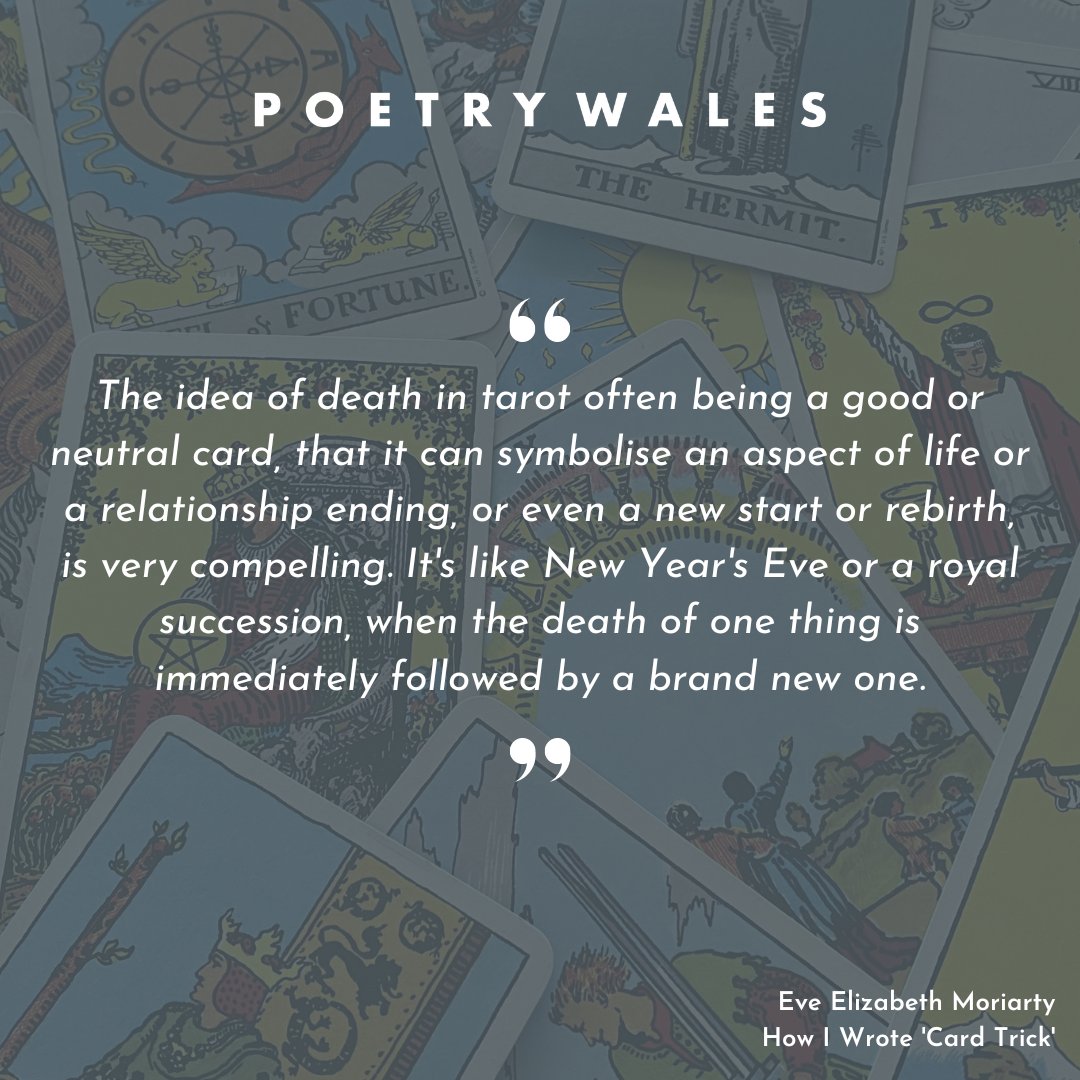 Draw a card and get a diagnosis in this week's #HowIWriteAPoem, in which Eve Elizabeth Moriarty and our Reviews Editor @SandiferSmith talk about Moriarty's poem 'Card Trick' 🃏 🔗 poetrywales.co.uk/eve-elizabeth-…