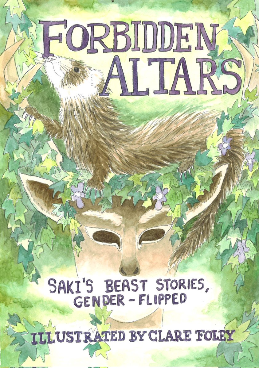 Coming soon for launch at @comicinvasionb ! 'Forbidden Altars', a selection of Saki's beast stories, adapted as gender-flipped comics 🌿🦌 explore Saki's strange imaginative worlds with a new feminist and sometimes sapphic lens...