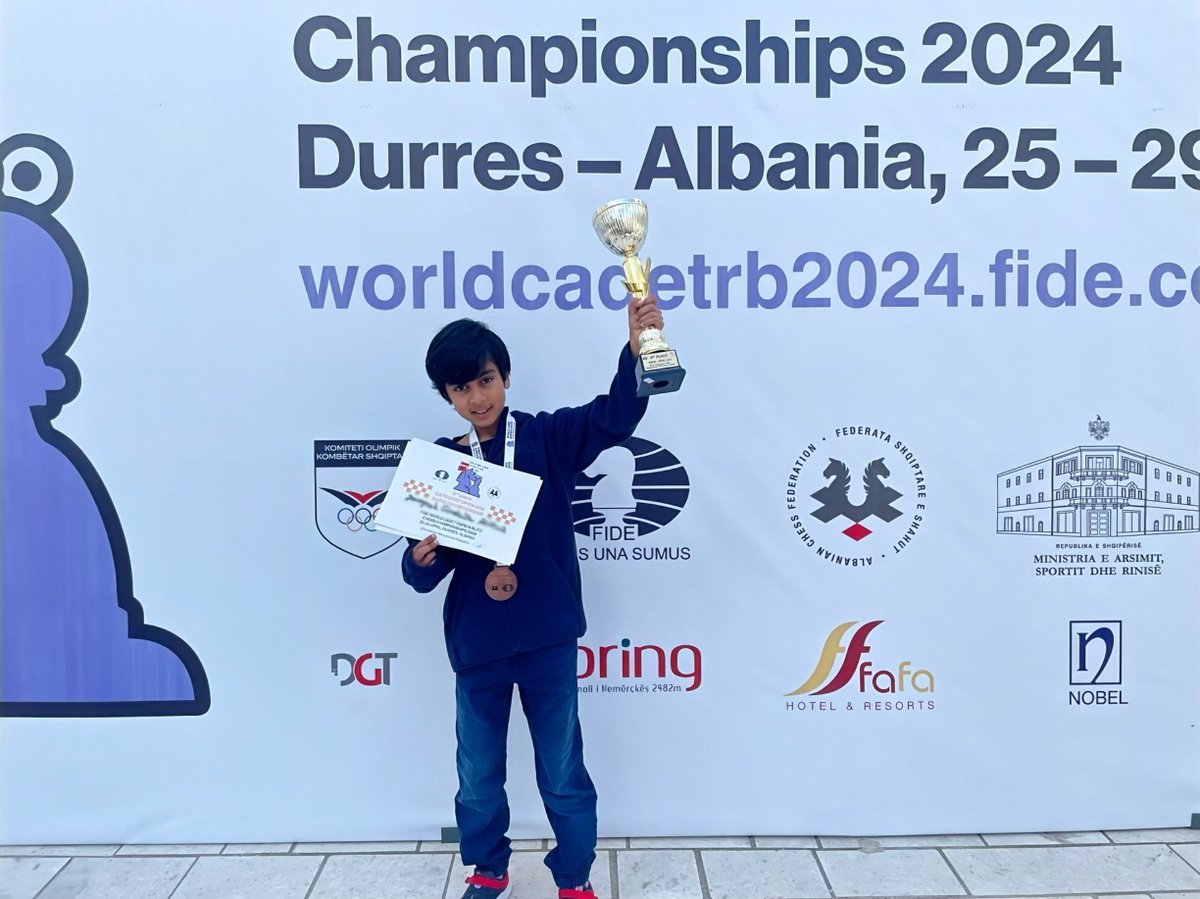 Congratulations to Rithvik (P5) who secured 3rd place in the U10 category at the World Rapid Chess Championship and 5th place at the World Blitz Chess Championship last weekend. #weareheriots