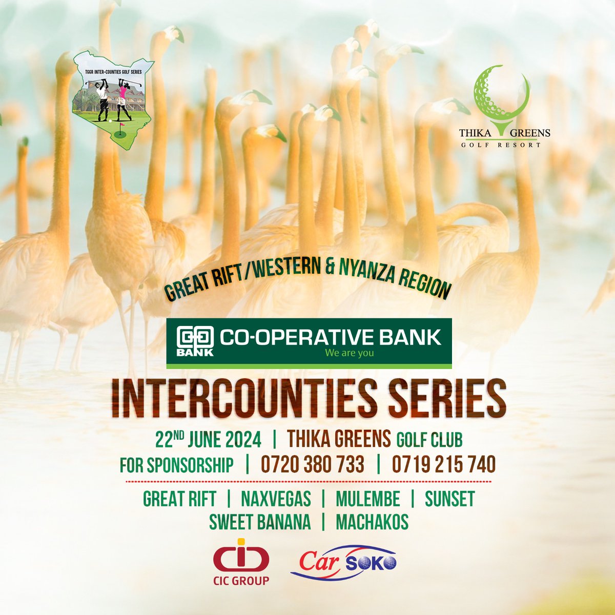 Mark your calendars! The Inter County Golf  Series is back on June 22nd, 2024, at Thika Greens Golf Resort. 🏌️‍♂️ Get ready for an epic showdown as we host teams from the Great Rift, Western,Nyanza regions! Who will emerge victorious? #InterCountySeries #GolfCompetition #ThikaGreens