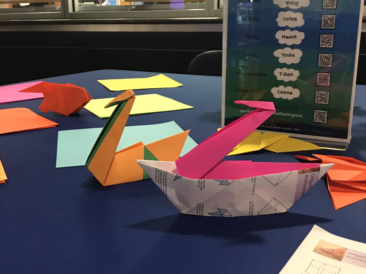 Unfold your exam week stress with origami! Look for a table in the McWherter Library rotunda with origami paper and instructions today!  #GoTigersGo
