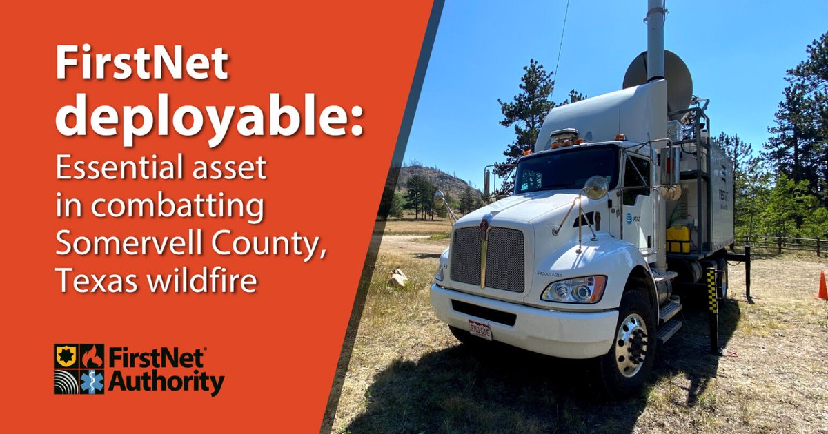 See how a FirstNet deployable helped the Somervell County Fire Department and Somervell Sheriff’s Office protect their community during the Chalk Mountain wildfire: firstnet.gov/newsroom/blog/…

#WildfirePrepDay
