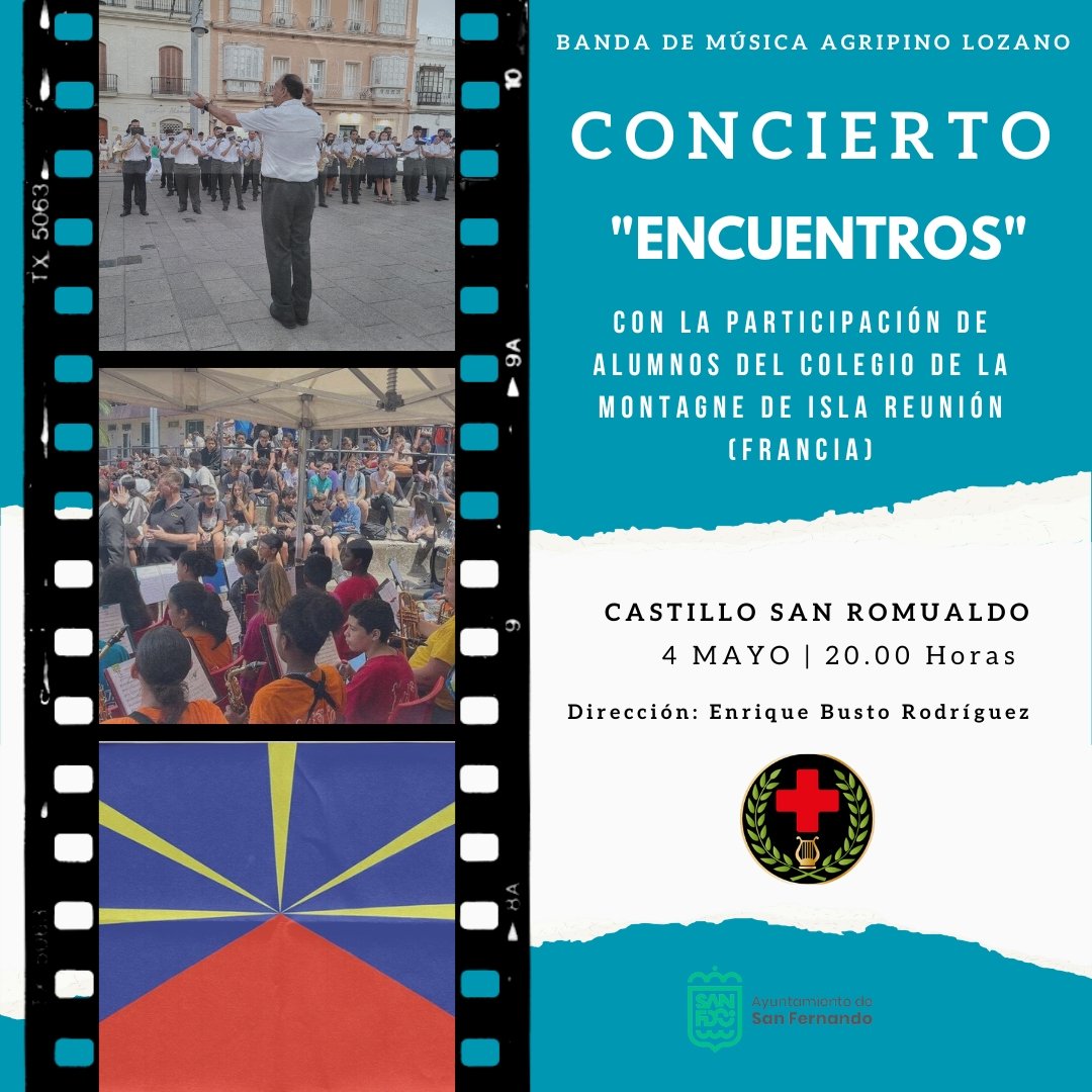 🎶 Este Sábado 4 de Mayo ofreceremos un Concierto de 'Encuentros' junto a alumnos del Colegio de la Montagne de la Isla Reunión de Francia.

📆 4 Mayo
⛪ Castillo San Romualdo | 20.00h
🎟️ Entrada Gratuita

Dirección: @enrique_busto
@AytoSanFernando

📲 #SuenaAgripinoLozano