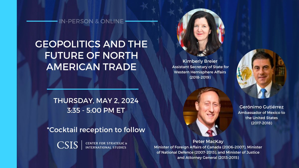 U.S.-China trade tensions, the war in Ukraine, and Covid-19 supply chain disruptions have underscored the value of stability offered by USMCA. What more can the U.S., Canada, and Mexico do to ensure cooperation in an era of geopolitical uncertainty? csis.org/events/north-a…