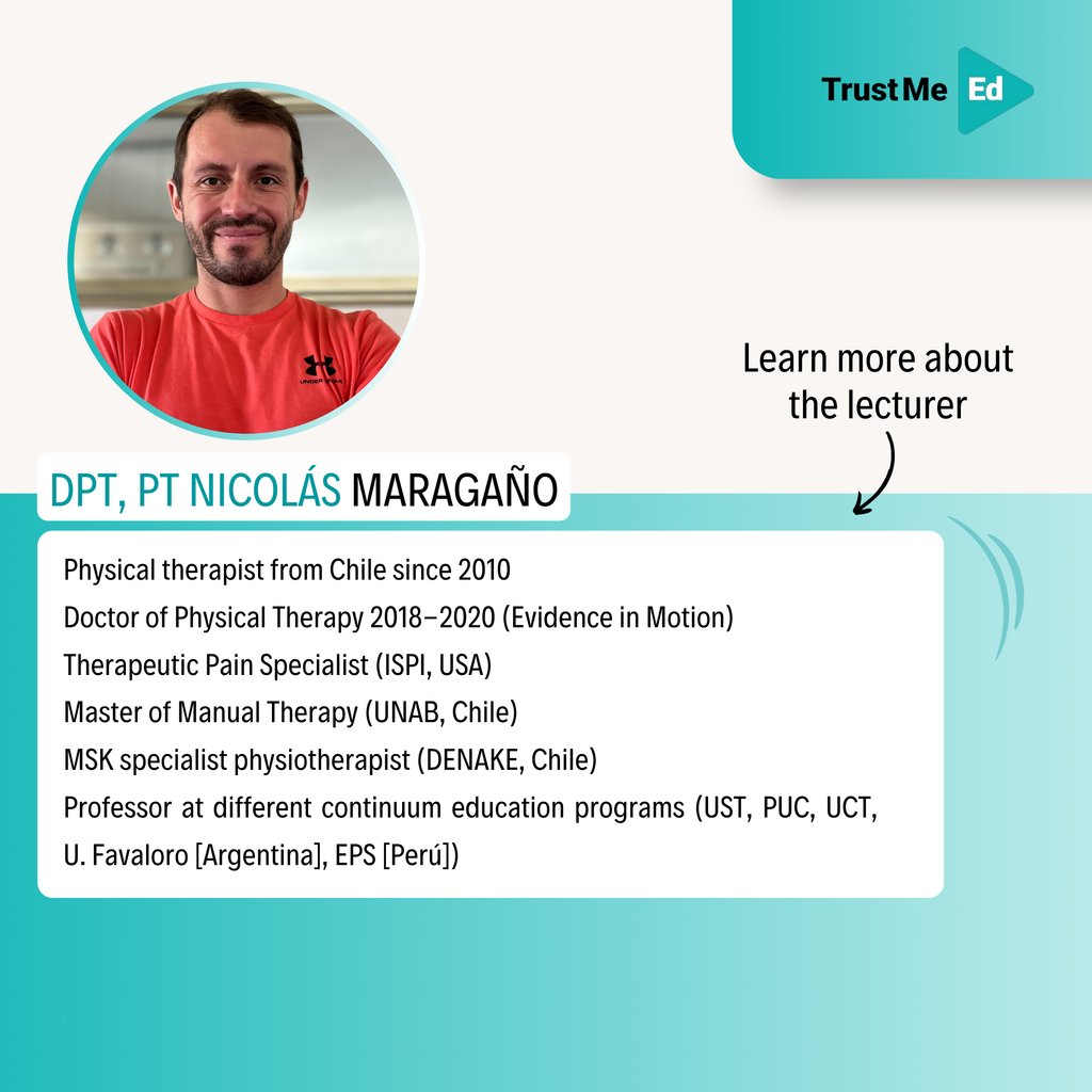 💻 'Unraveling Pain Mechanisms in the Clinic' This is the new lecture on Trust Me-Ed presented by specialist DPT, PT Nicolás Maragaño. @NicoMaragano ✅ Available now for Trust Me-Ed members! Watch the full lecture here 👇 🔗 trustme-ed.com/lectures/unrav…