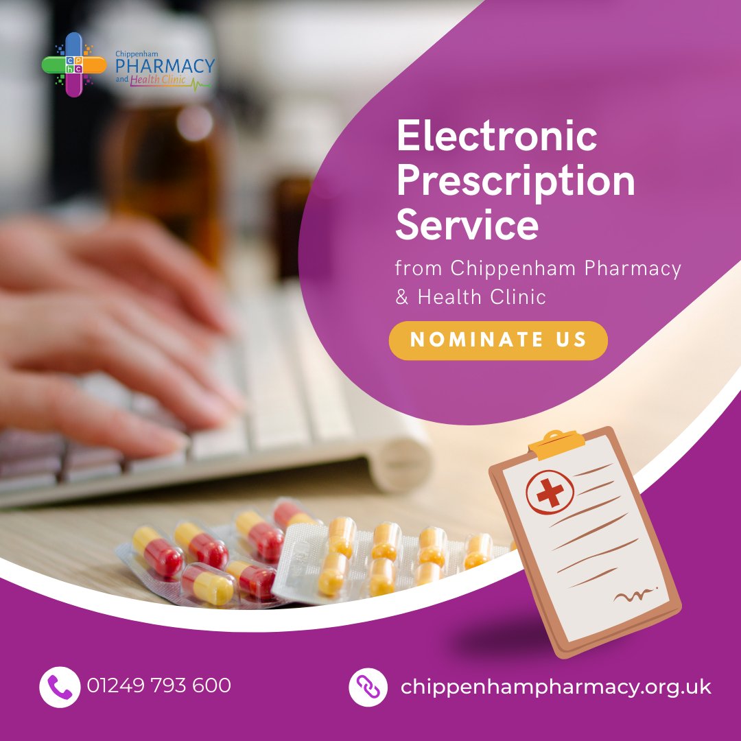 If you are looking for an Online Pharmacy offering a wide range of healthcare services, contact @ChippenhamPharmacy today. You can also nominate us as your pharmacy of choice ⚕️ bit.ly/3BZvYFG 

#onlinepharmacy #onlineprescriptions