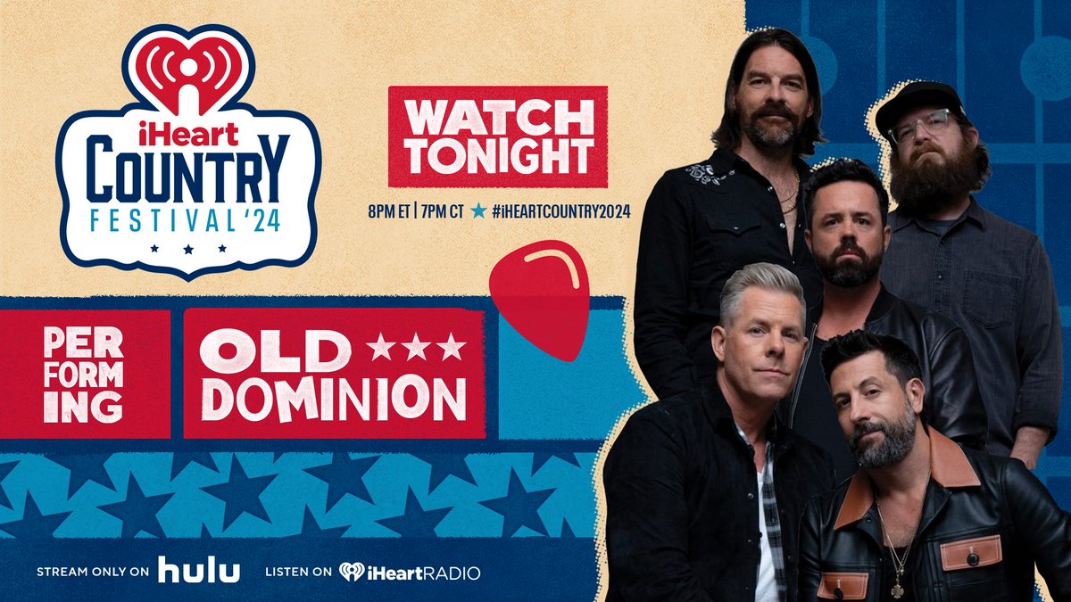 Any night with @OldDominion is a good night 😍 Stream LIVE on @Hulu tonight at 7pm CT. #iHeartCountry2024