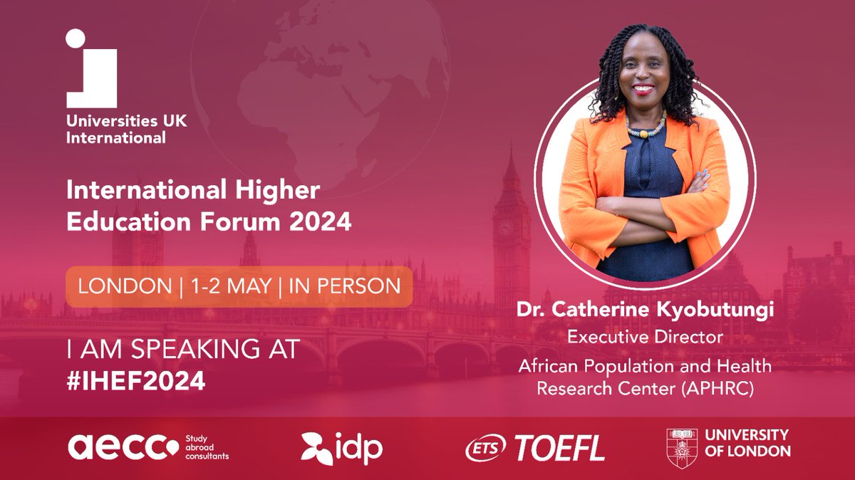 Our Executive Director, @CKyobutungi will share insights on equitable research and innovation partnerships at the International Higher Education Conference hosted by @UUKIntl. #IHEF2024 #IamAPHRC #WeAreAfrica #APHRCResearch