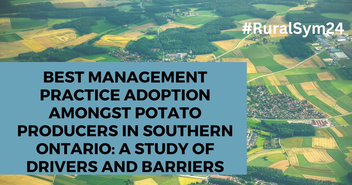 Rural Planning & Development, University of Guelph (@rpdplan) on Twitter photo <a href="/Charpotter1/">Charlotte</a> Danial Salari, Paul Benalcazar, & <a href="/Silviasarapura1/">Silvia Sarapura</a> share their research at #RuralSym24
Best Management Practice Adoption Amongst Potato Producers in Southern Ontario
Learn more at journal.lib.uoguelph.ca/index.php/rura…
#RuralGuelph <a href="/SEDRD/">SEDRD</a> @OMAFRA <a href="/AgInnovationON/">Ontario Agri-Food Innovation Alliance</a> <a href="/Charpotter1/">Charlotte</a> Danial Salari, Paul Benalcazar, & <a href="/Silviasarapura1/">Silvia Sarapura</a> share their research at #RuralSym24
Best Management Practice Adoption Amongst Potato Producers in Southern Ontario
Learn more at journal.lib.uoguelph.ca/index.php/rura…
#RuralGuelph <a href="/SEDRD/">SEDRD</a> @OMAFRA <a href="/AgInnovationON/">Ontario Agri-Food Innovation Alliance</a>