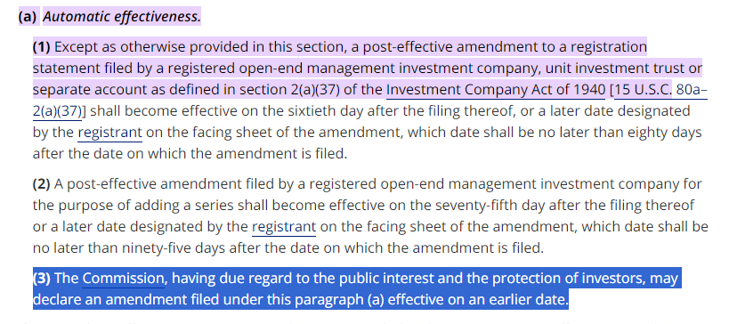 Reminder also for everyone in the back: The SEC allowed these futures ETFs to go effective AND accelerated their effectiveness, which required the SEC to have 'due regard to the public interest and the protection of investors'. How can you have due regard here while believing ETH