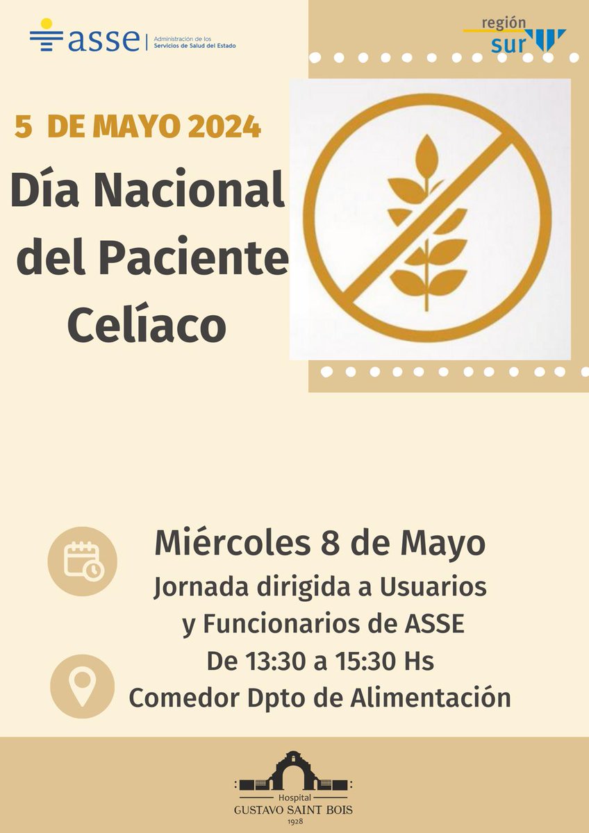 Actividades de información, promoción y prevención en el Hospital Saint Bois: 📍Lunes 6 de Mayo: Higiene de Manos 📍Martes 7 de Mayo: Pacientes asmáticos 📍Miércoles 8 de Mayo: Pacientes celíacos Información de todas las instancias en los afiches👇