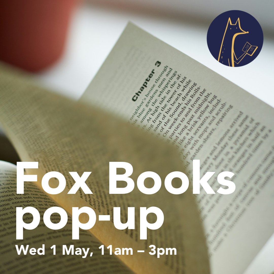 Book shop pop-up! 📚☕ We're excited to announce that our friends @FoxBooksLtd will be joining us on Wednesday for a pop-up book shop! They'll be in our foyer to help you with all your bookish needs and will have a selection of bestsellers to purchase. 📅 Wed 1 May, from 11am