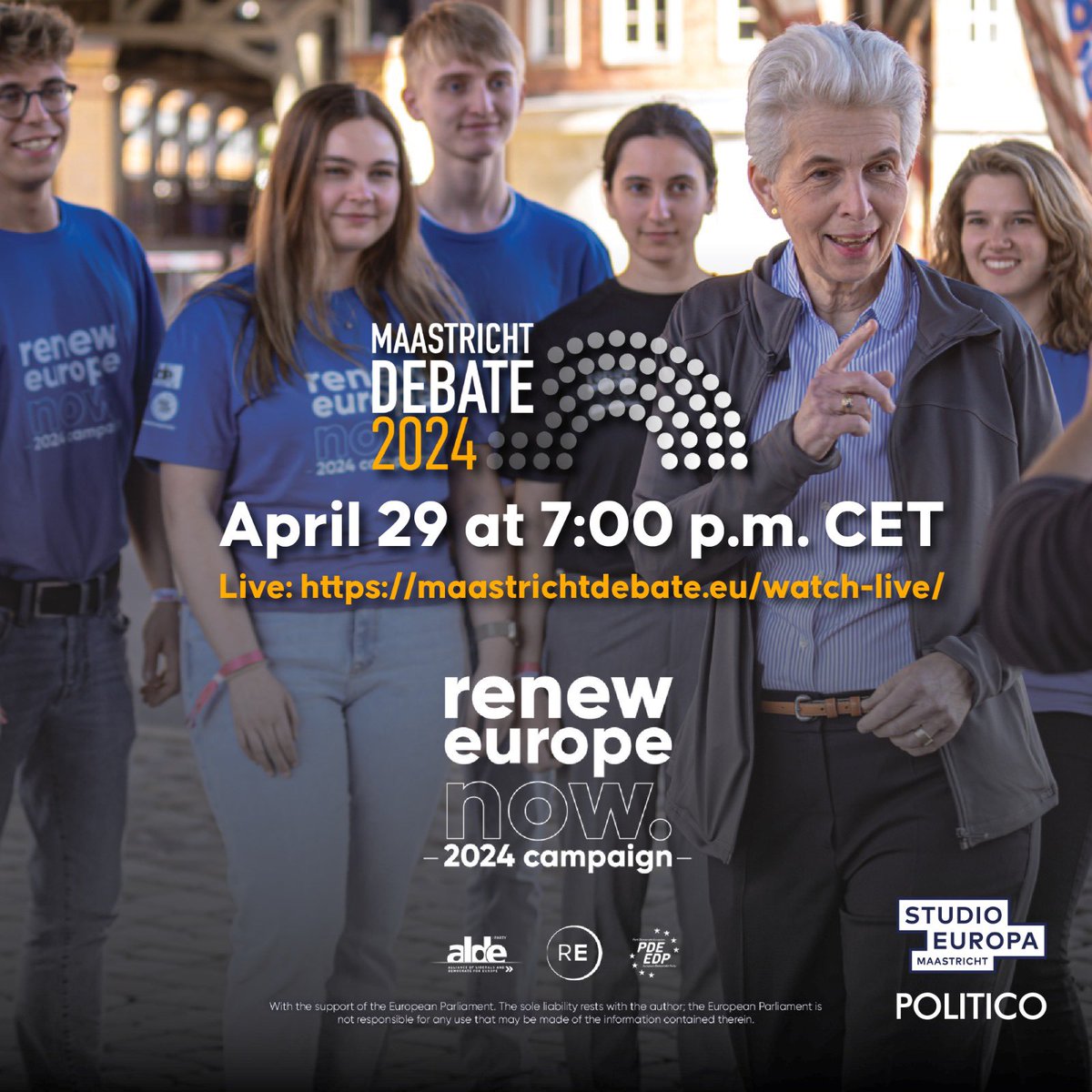 The 2024 Maastricht Debate is a key political event for European voters this spring 🗳️🇪🇺 Eight candidates vying for the leadership of Europe will take the stage to answer your questions and help you make an informed decision when you cast your vote. For our group, @RenewEurope…