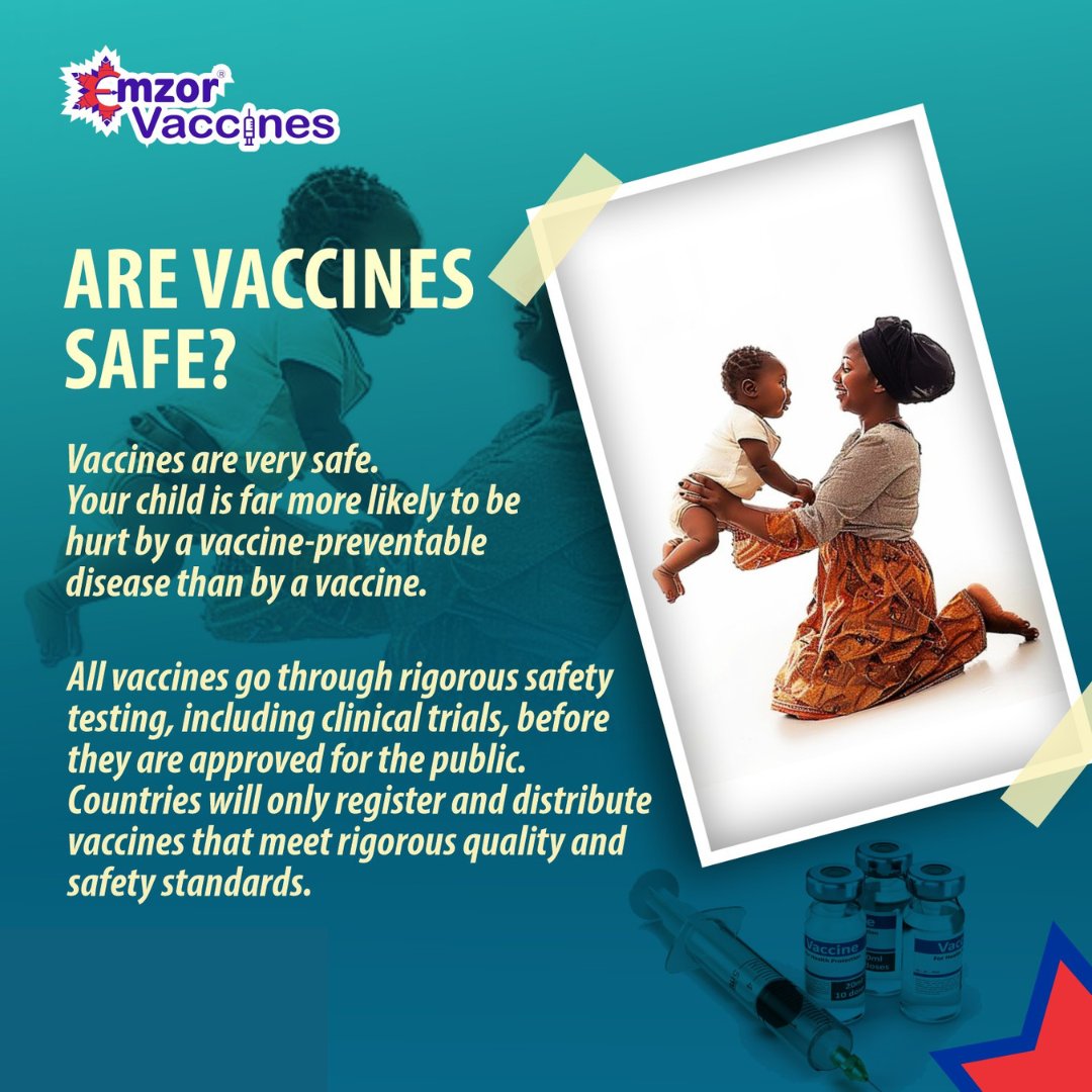 Are vaccines safe? Absolutely! Here's why☝️. 

Get informed & protected today! 

#EmzorVaccines #VaccinationSavesLives #vaccinationdone #vaccinehesitancy #whyvaccines