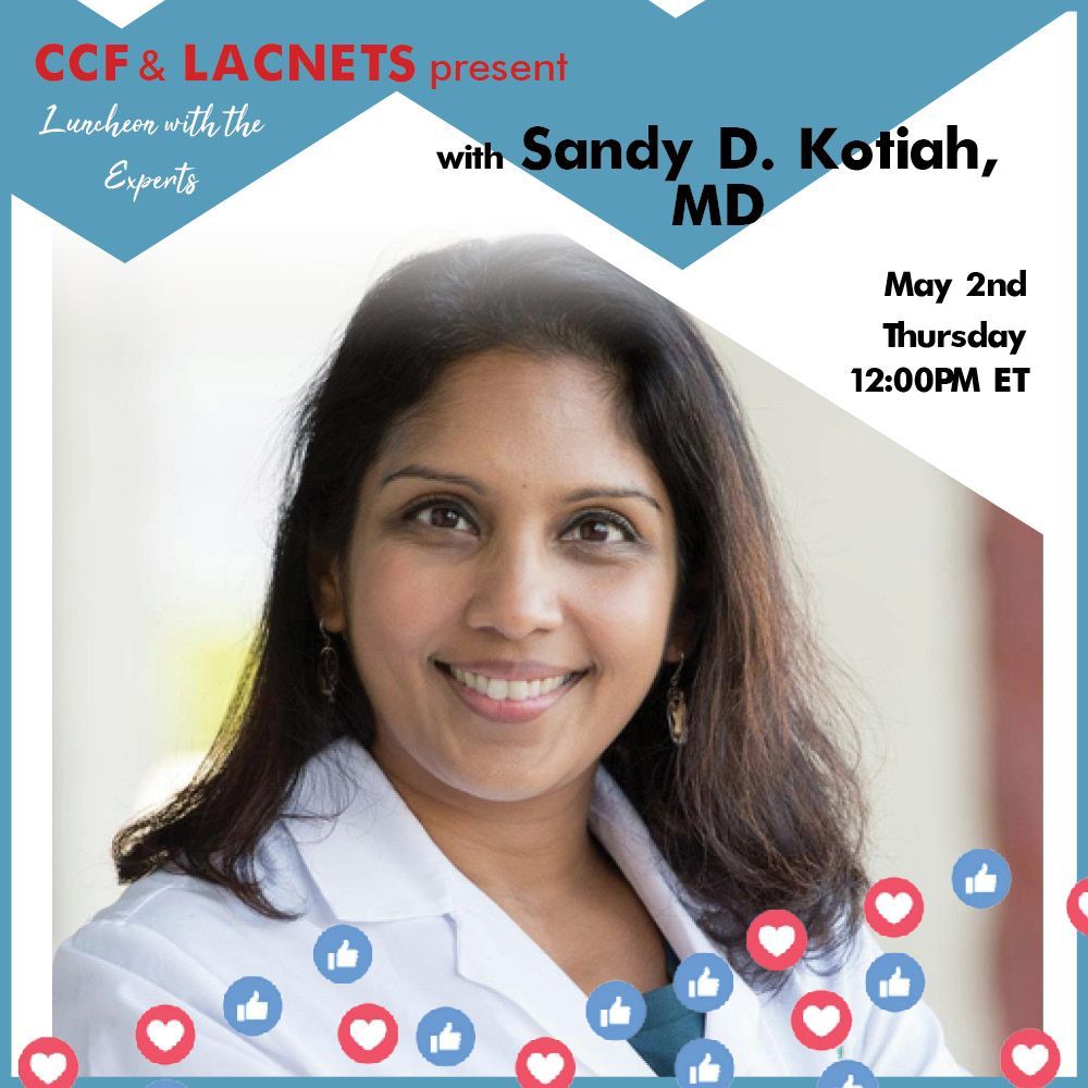 Join us this Thursday, May 2nd, at 12PM ET, for the next episode of 'Luncheon with the Experts' Facebook Live event! Our featured guest will be NET expert Sandy D. Kotiah, MD! @MDMercyMedia @MDMercy_GI