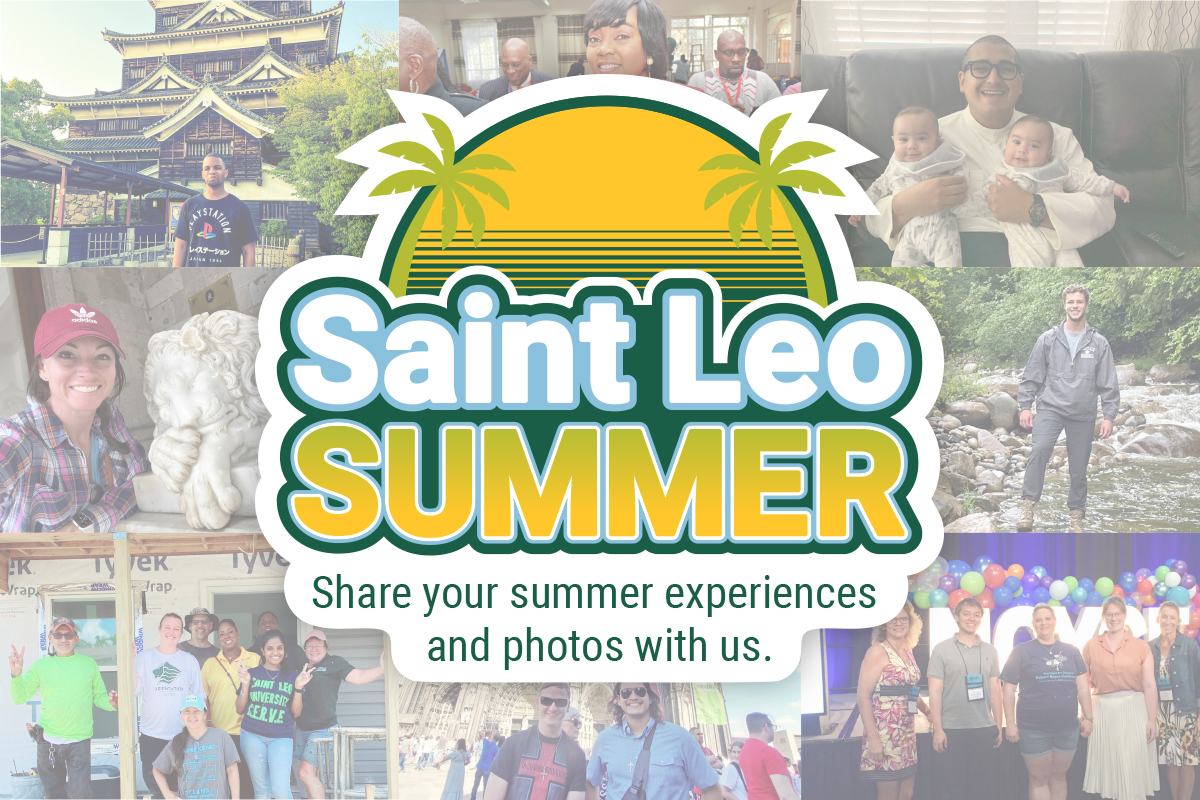 Do you have exciting summer plans? Whether it's travel, conferences, internships, tournaments, service projects, on-campus accomplishments, new jobs, or research, we want to hear from you. Faculty, staff, students, and alumni, email photos and details to socialmedia@saintleo.edu.