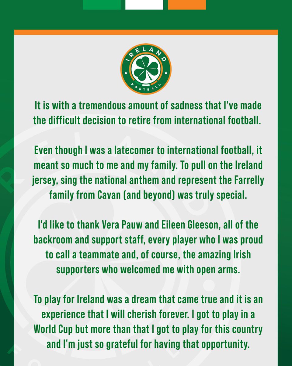 Thanks for everything, Sinead 💚 Wishing you all the best for the future ☘️ #COYGIG