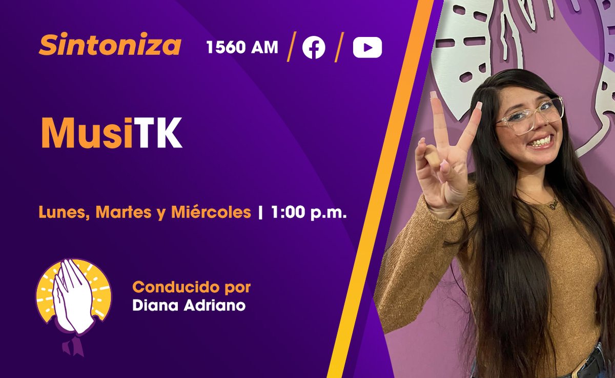 Escucha MusiTK con Diana Adriano los lunes, martes y miércoles a la 1:00 p.m. 🤩🎧📻 ¡No te pierdas la mejor programación! #radioguadalupana #musitk #dianaadriano #cdjuarez #elpasotx #musica #catolicos #musicacatolica #cool #radio #radioporinternet