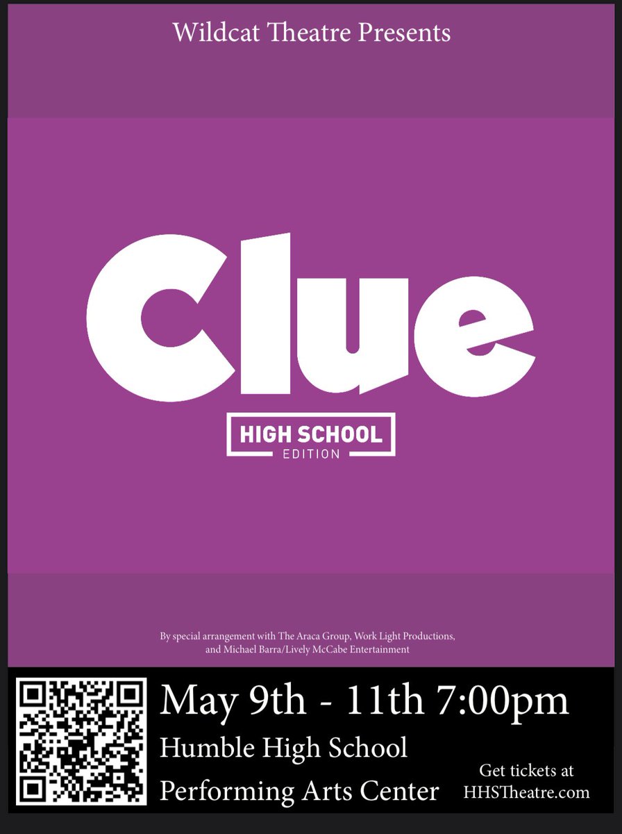 WHODUNNIT? Come find out on May 9-11th at 7pm when @HumbleISD_HHS Varsity Theatre presents the hilarious farce - meets - murder mystery. Join us for our last play of the year. All tickets are Pay What You Can 🎭🔎