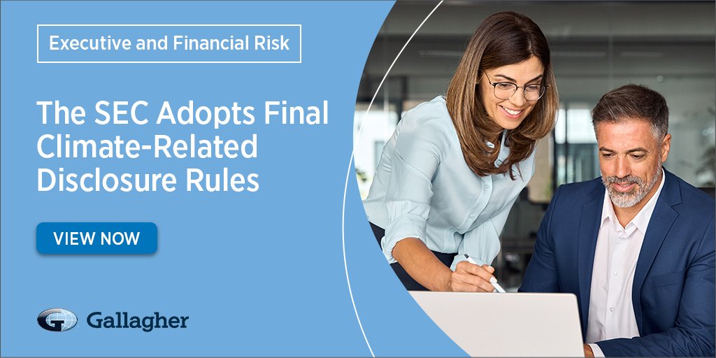 The (SEC) has just announced the adoption of final rules that require climate-related disclosures for publicly traded US companies and foreign private issuers.

👇To learn more, click the link below: bit.ly/3Uk1VAD

#RiskManagement #SEC #ExecutiveAndFinancialRisk
